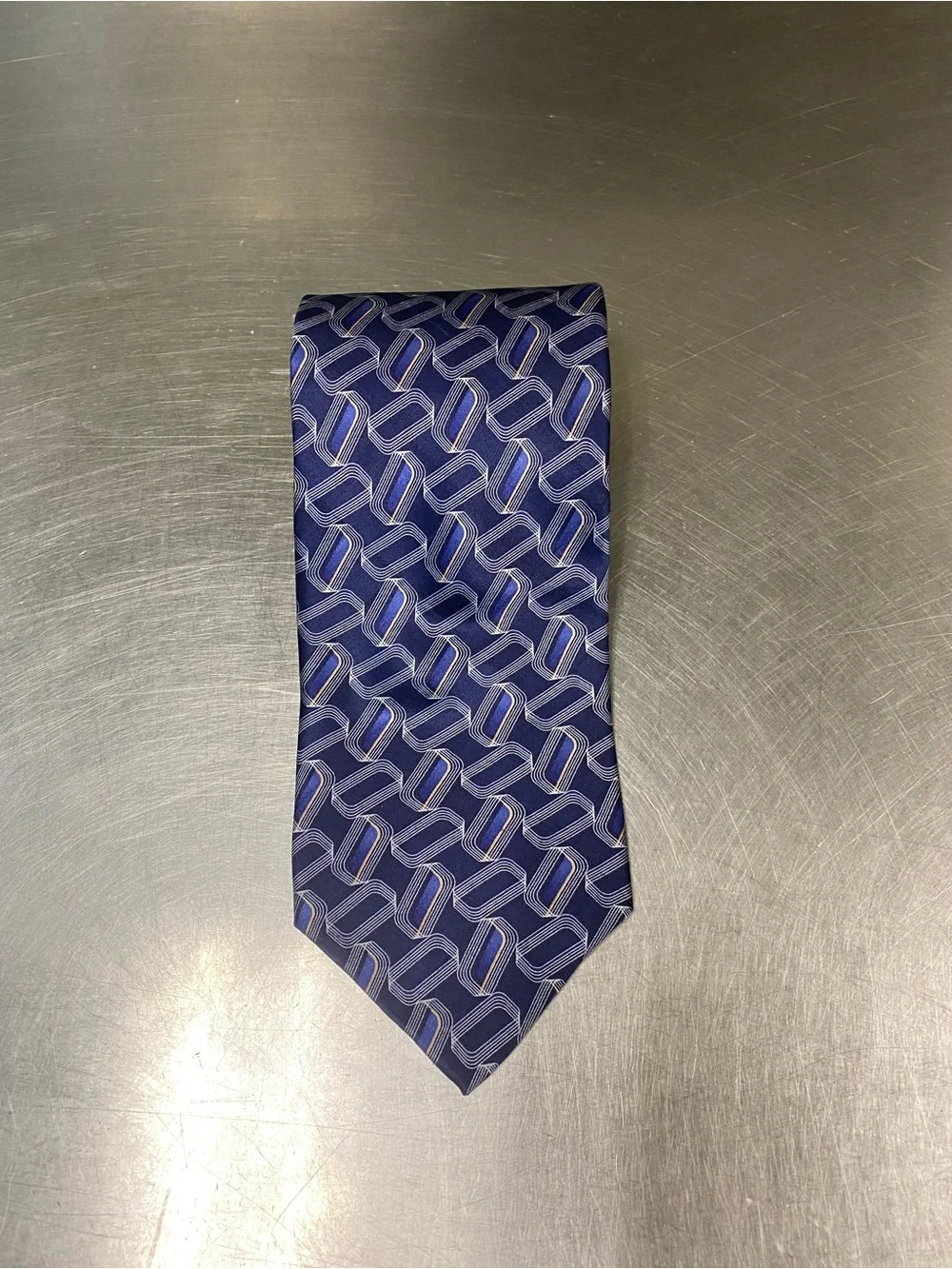 Murano Navy Geometric Silk Tie